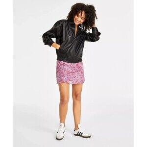 Madden Girl Juniors' Faux-Leather Dad Jacket Black NWT-XL